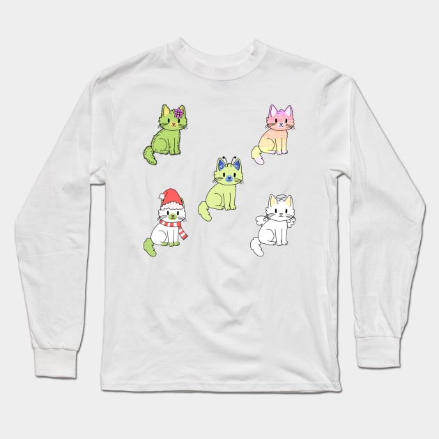 Kitties Sticker Pack 5 Long Sleeve T-Shirt by casserolestan